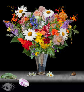 Flowers in a Silver Vase